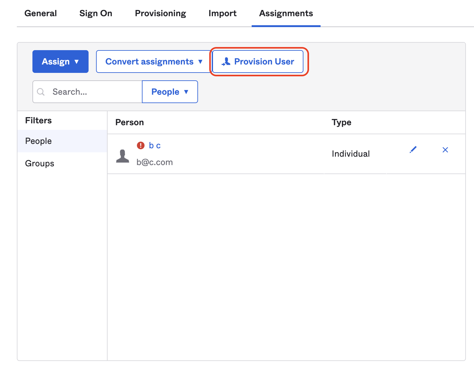 To force the provision of these users, click on Provision User.