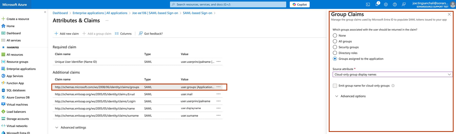 Adding a group claim in Microsoft Entra ID