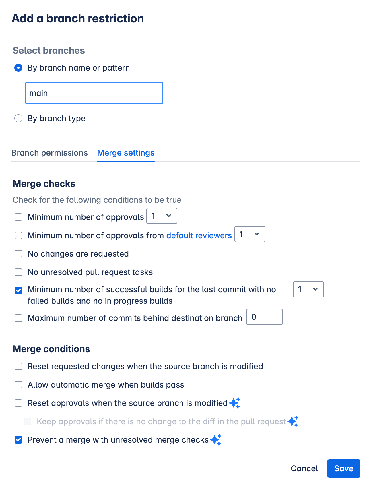 Adding a branch restriction